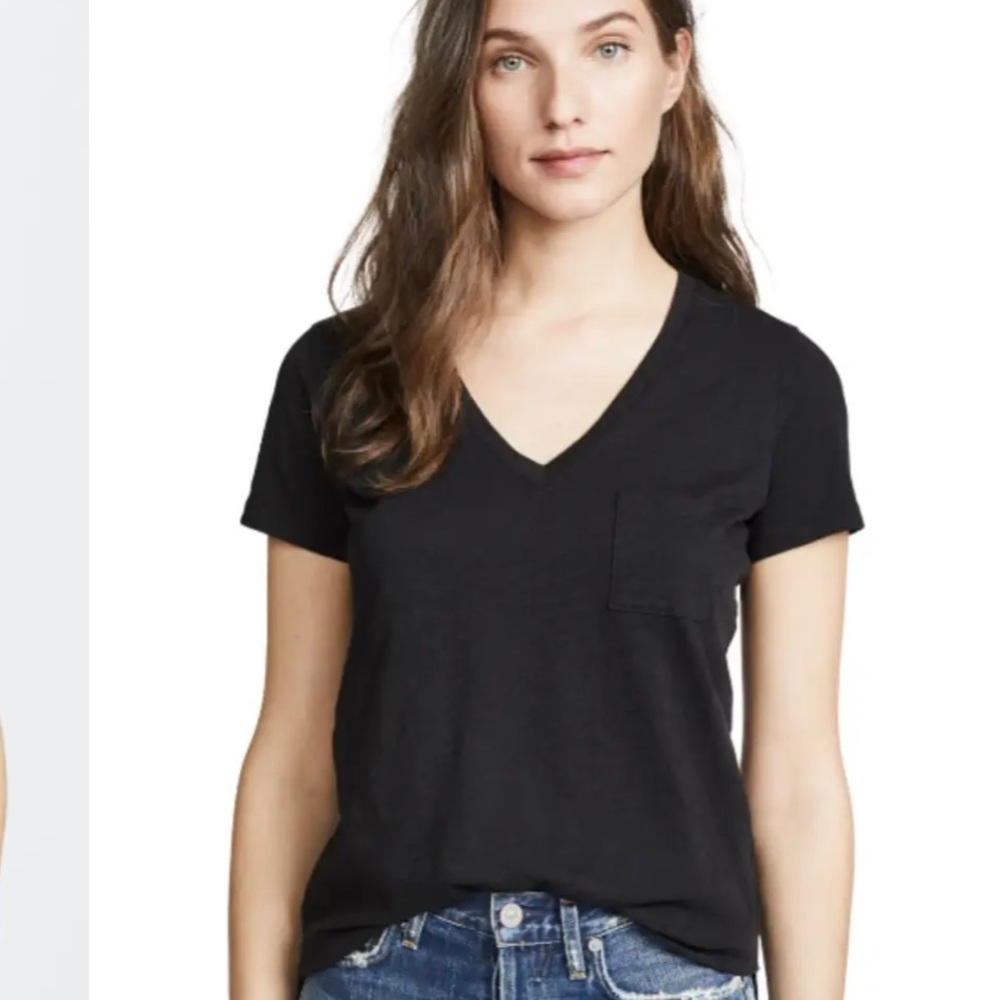 Madewell Black Whisper Cotton V Neck Pocket Tee